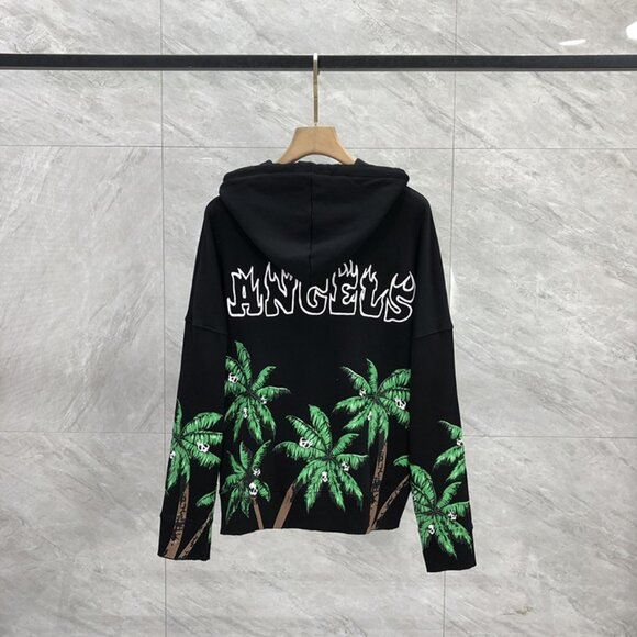 NWT Palm Angels Letter Skull Coconut Tree Hooded Sweatshirt Black - Picture 3 of 9